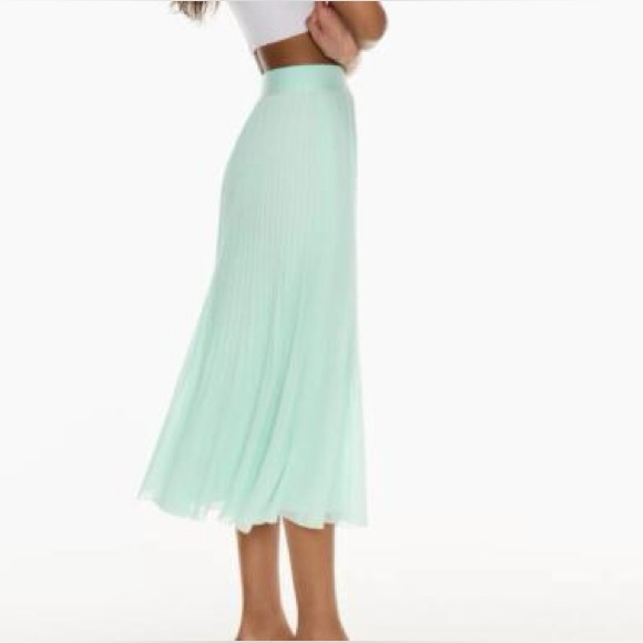 Mint Green Pleated Maxi Twirl Skirt - Picture 4 of 6